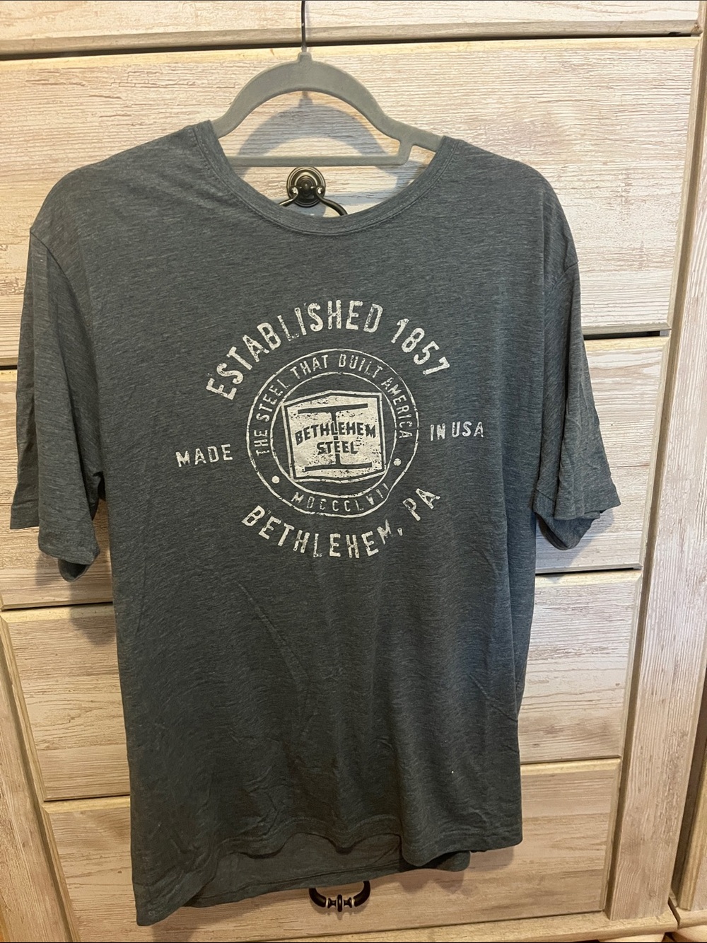 Next Level Apparel Gray Bethlehem Steel Graphic Tee
